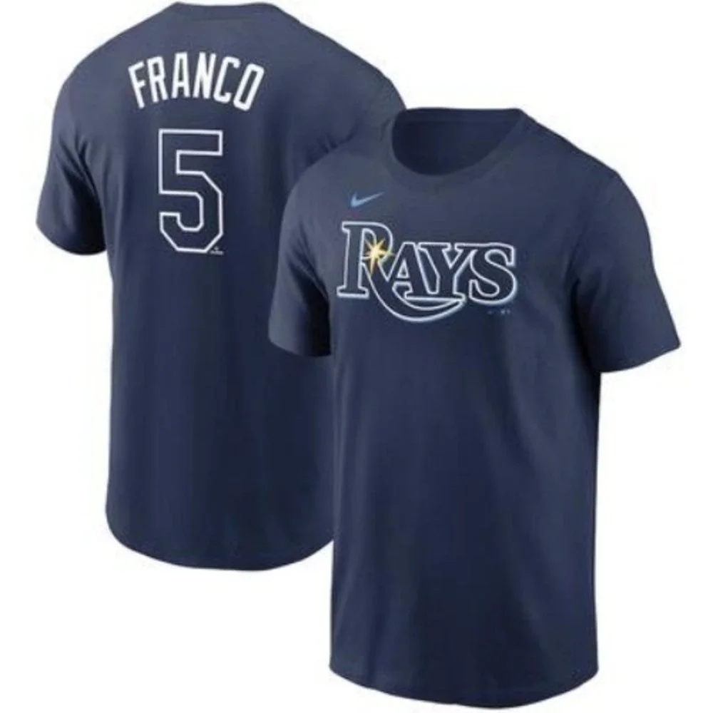 Men's Nike Wander Franco Navy Tampa Bay Rays Name & Number T-Shirt, Medium 28108